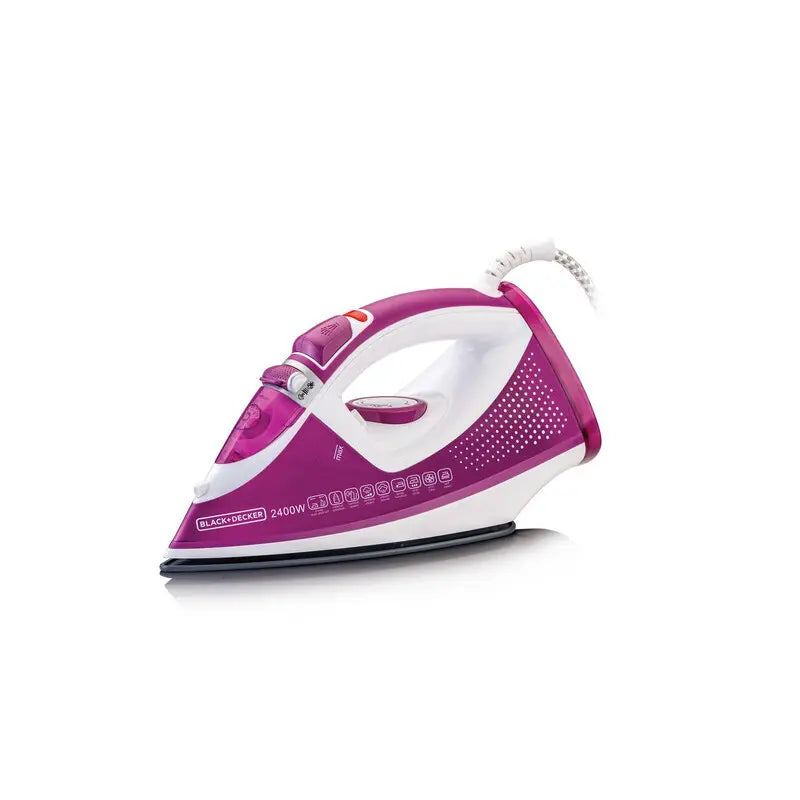 Black+Decker Ceramic Steam Iron, 2400Watt, Purple – X2450 Black+Decker Ceramic Steam Iron, 2400Watt, Purple – X2450